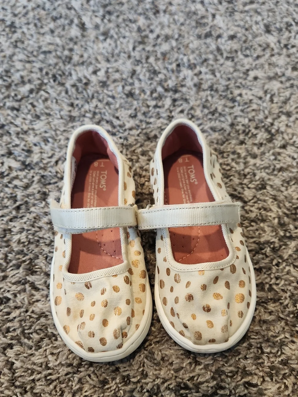 TOMS Cream Mary Jane Sneakers with Metallic Gold Dots